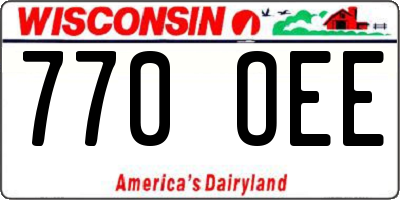 WI license plate 770OEE