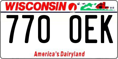 WI license plate 770OEK
