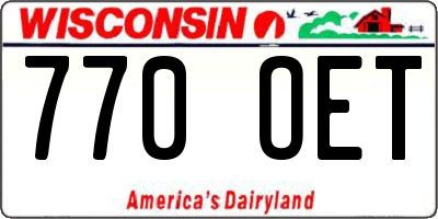 WI license plate 770OET
