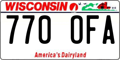 WI license plate 770OFA
