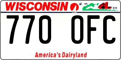 WI license plate 770OFC