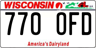 WI license plate 770OFD