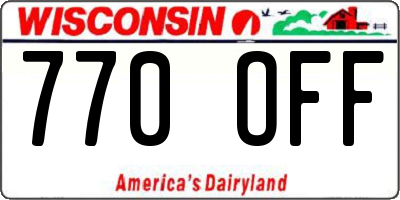 WI license plate 770OFF