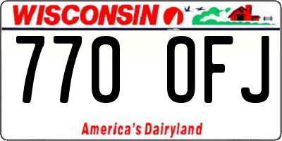 WI license plate 770OFJ