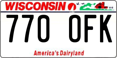 WI license plate 770OFK