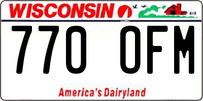 WI license plate 770OFM