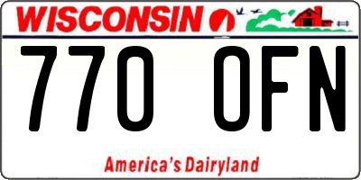 WI license plate 770OFN