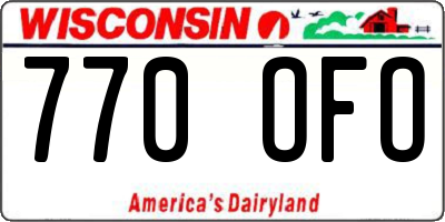 WI license plate 770OFO