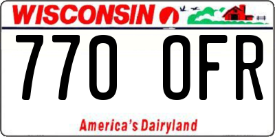 WI license plate 770OFR