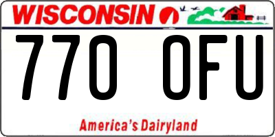 WI license plate 770OFU