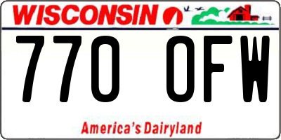 WI license plate 770OFW