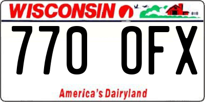 WI license plate 770OFX