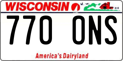WI license plate 770ONS