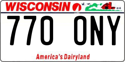 WI license plate 770ONY