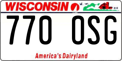 WI license plate 770OSG