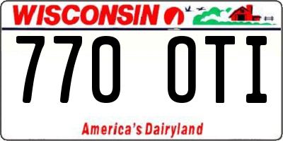 WI license plate 770OTI