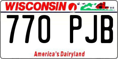 WI license plate 770PJB
