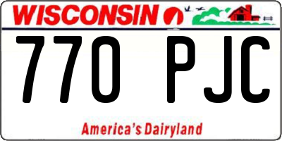 WI license plate 770PJC