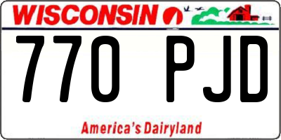 WI license plate 770PJD