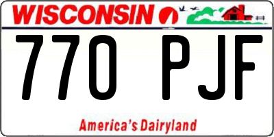 WI license plate 770PJF