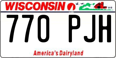 WI license plate 770PJH