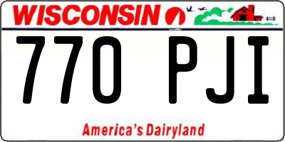 WI license plate 770PJI