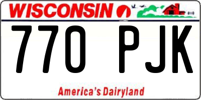 WI license plate 770PJK