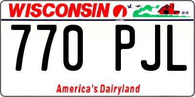 WI license plate 770PJL