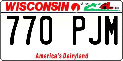 WI license plate 770PJM