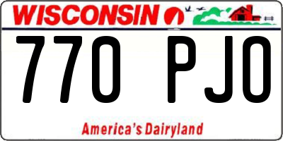 WI license plate 770PJO