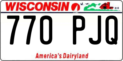 WI license plate 770PJQ