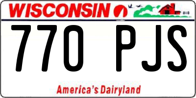 WI license plate 770PJS