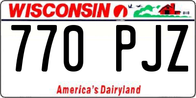 WI license plate 770PJZ