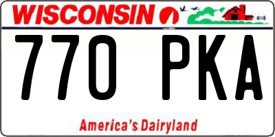 WI license plate 770PKA