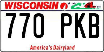 WI license plate 770PKB