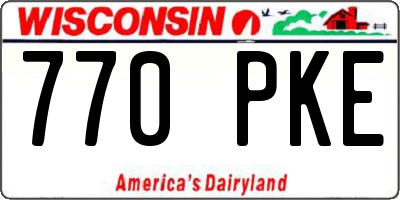 WI license plate 770PKE