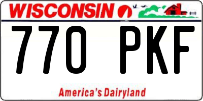 WI license plate 770PKF