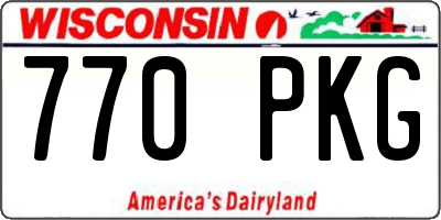 WI license plate 770PKG