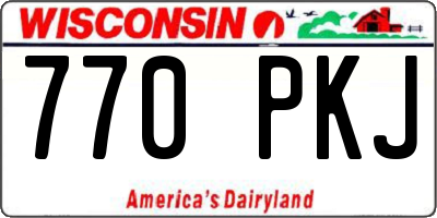 WI license plate 770PKJ