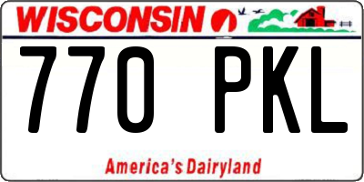 WI license plate 770PKL