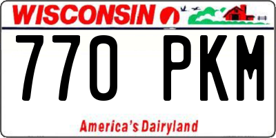 WI license plate 770PKM