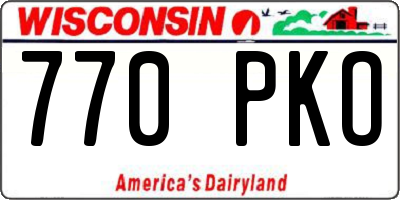 WI license plate 770PKO
