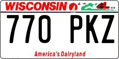 WI license plate 770PKZ