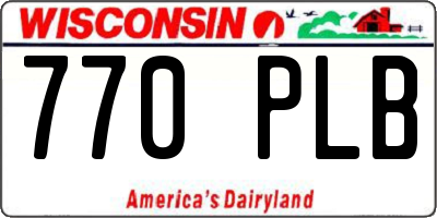 WI license plate 770PLB