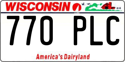 WI license plate 770PLC