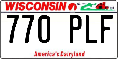WI license plate 770PLF