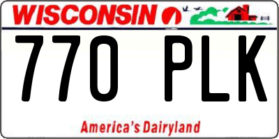 WI license plate 770PLK