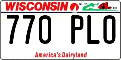 WI license plate 770PLO
