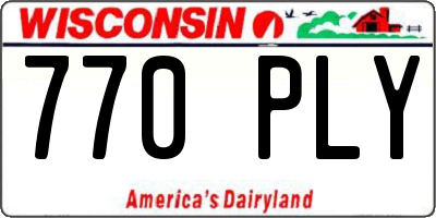 WI license plate 770PLY