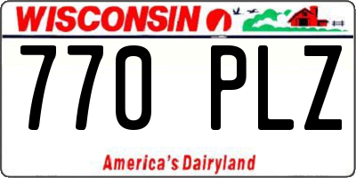 WI license plate 770PLZ